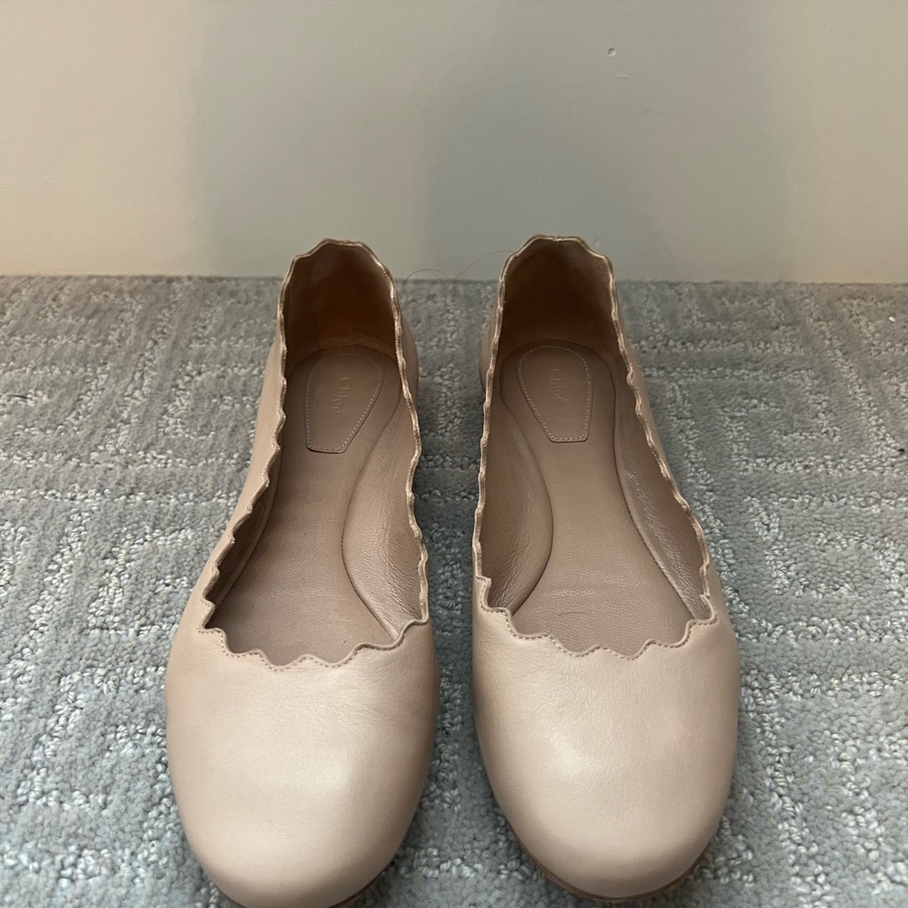 Chloé Lauren Scalloped Ballet Flats - Pink Tea Leather Size 36 - Picture 5 of 5